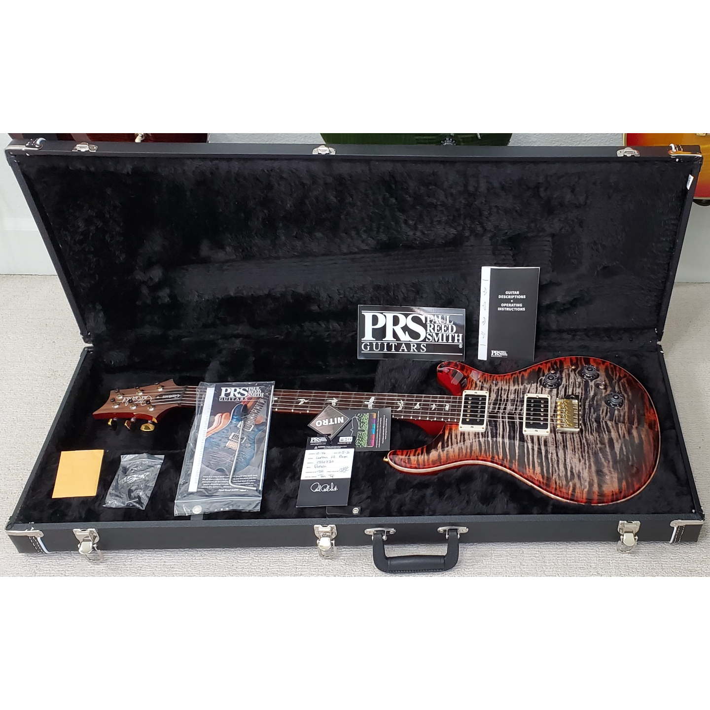 2021 PRS Custom 22 10-Top Piezo Charcoal Cherry Burst Paul Reed Smith Core Electric Guitar