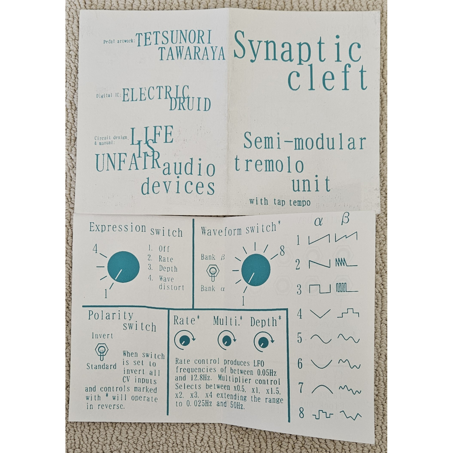 Life is Unfair Audio Synaptic Cleft Semi-Modular Tremolo Unit Guitar Effects Pedal